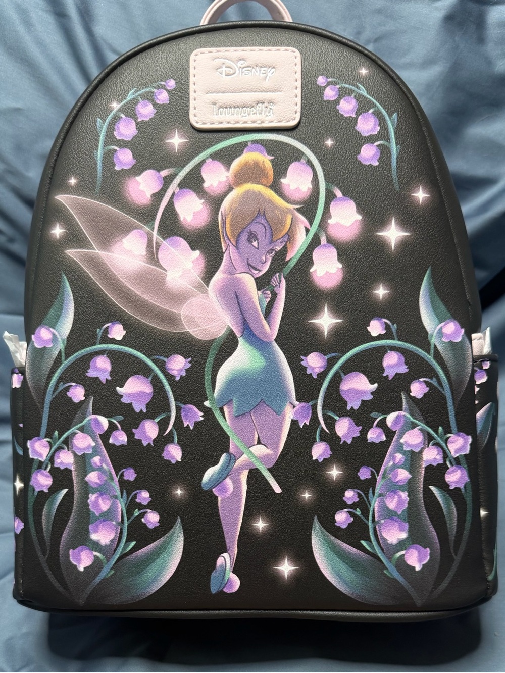 Loungefly NWT Disney Tinker Bell Black & Purple Floral Backpack